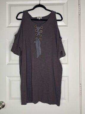 Grunge Cold-Shoulder Grommet Dress